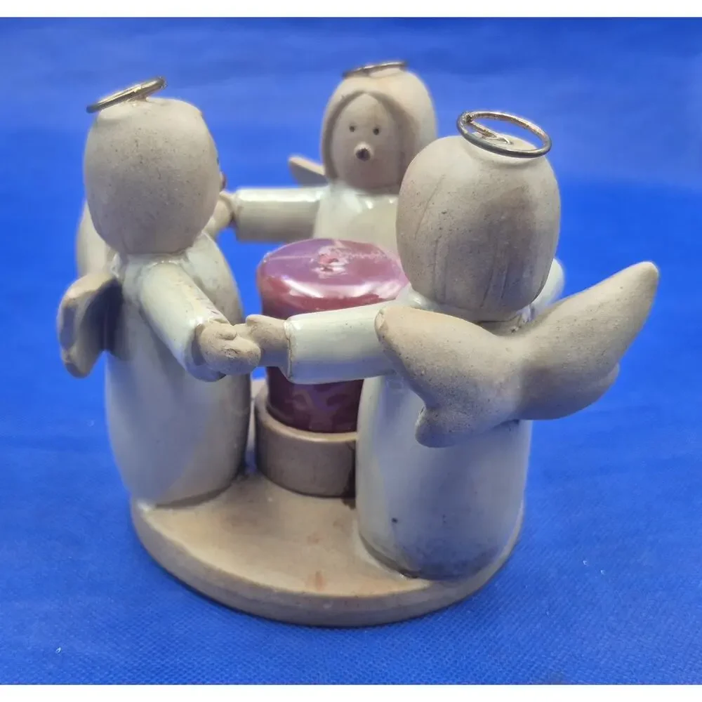 Ceramic Angel Trio Circle of Friends Tealight Holder 5